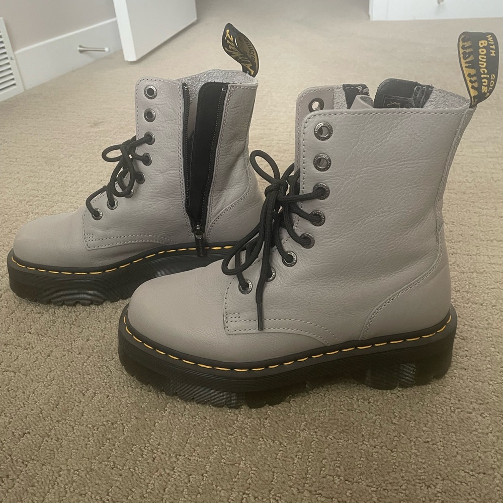 Dr. Martens Jadon Platform Boot, zinc grey, size 9 women’s